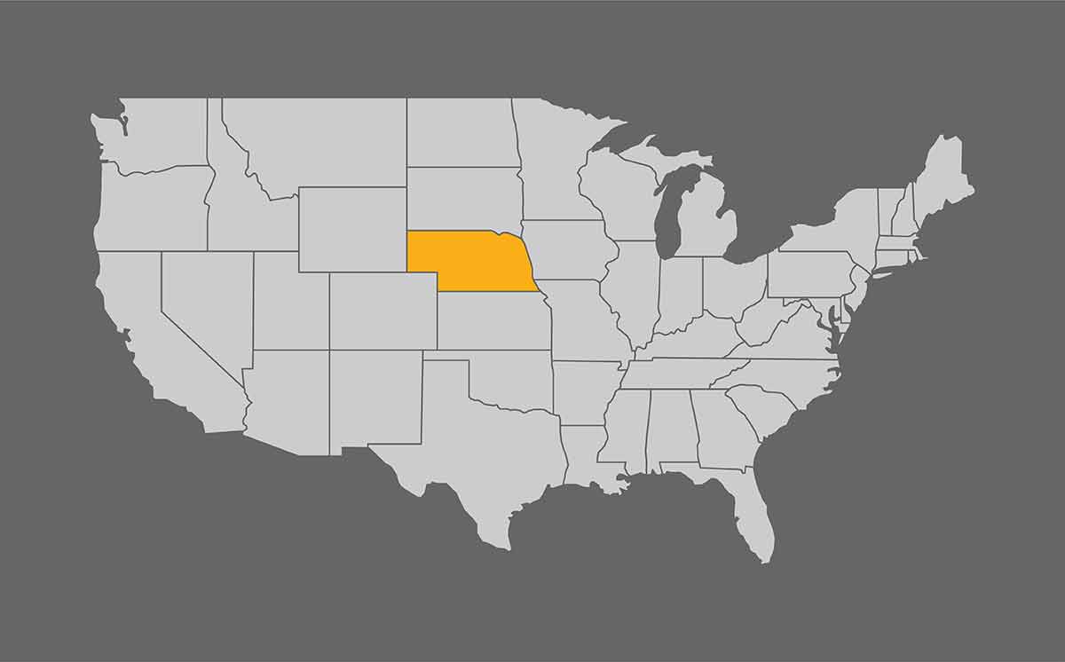 Map Of United States With Nebraska Highlight