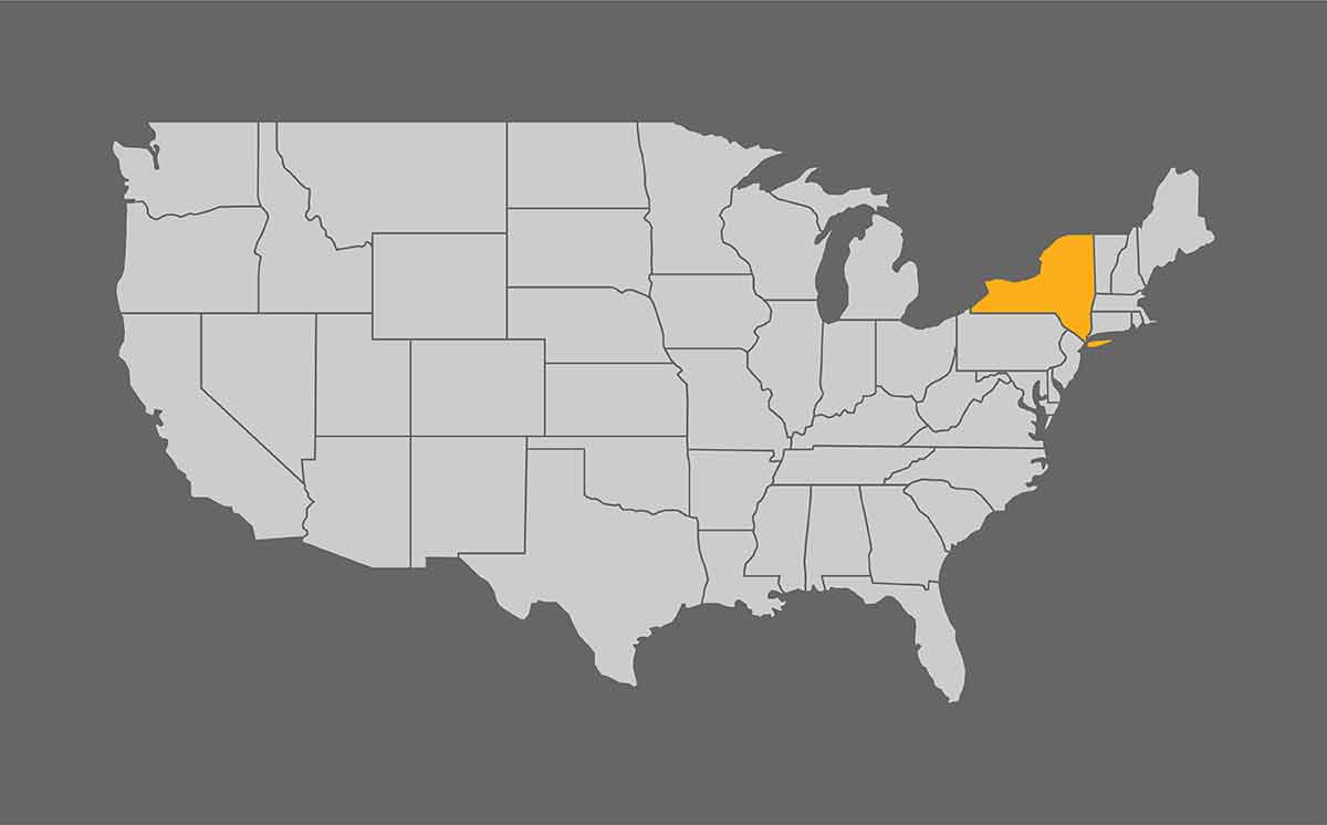Map Of United States With New York Highlight