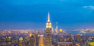 New York sky line at night