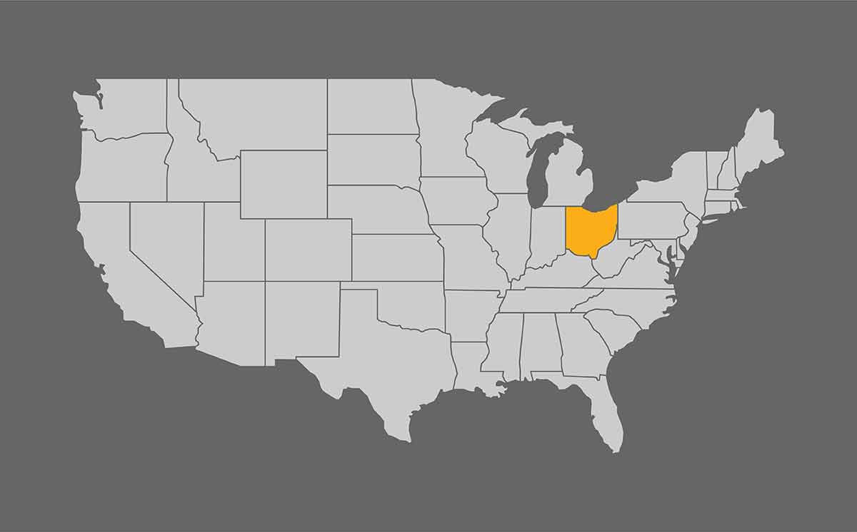 Map Of United States With Ohio Highlight