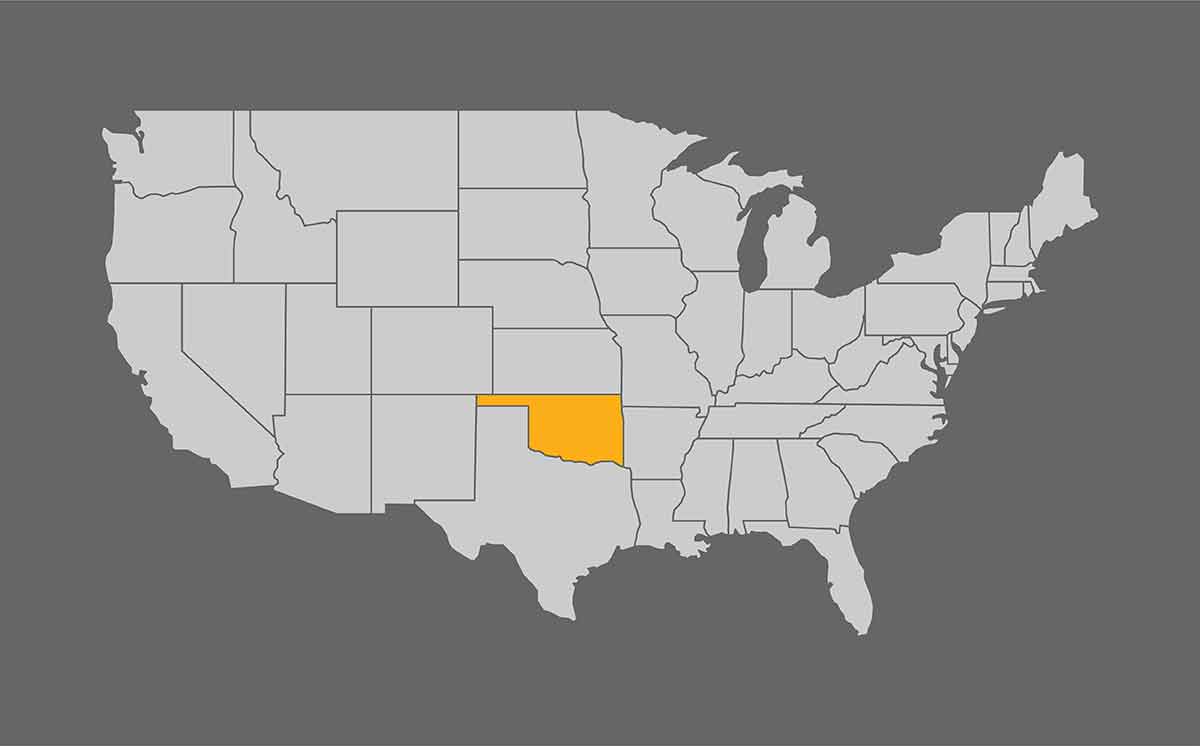 Map Of United States With Oklahoma Highlight
