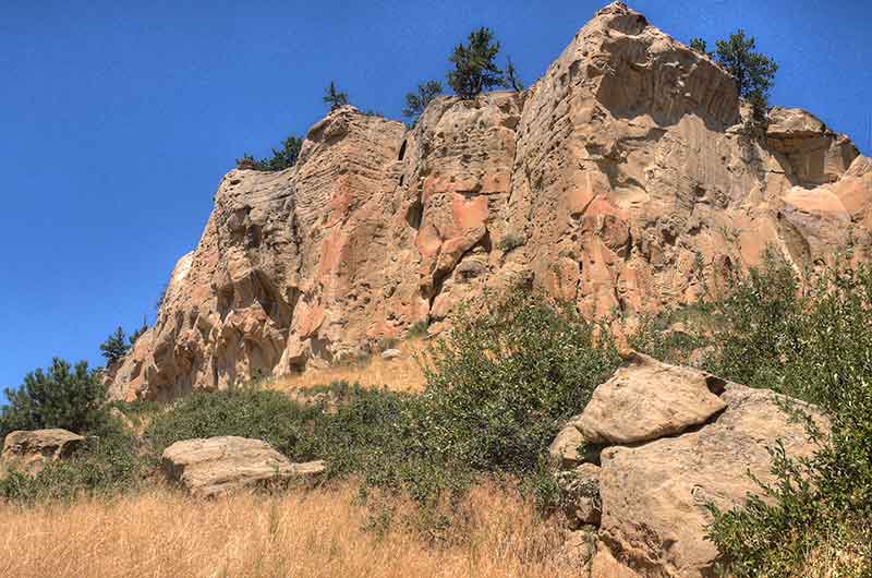 soaring cliff face in Pictograph Cave State Park Montana
