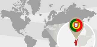 World Map With Magnified Portugal