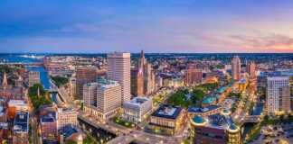 20 Charming Rhode Island Cities And Towns Perfect For A Weekend Escape Providence aerial view at night