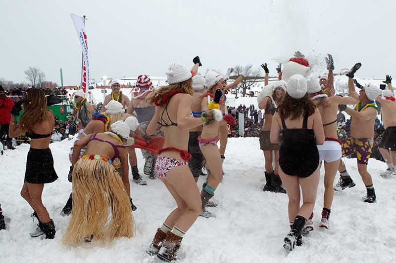snow bath quebec winter carnival