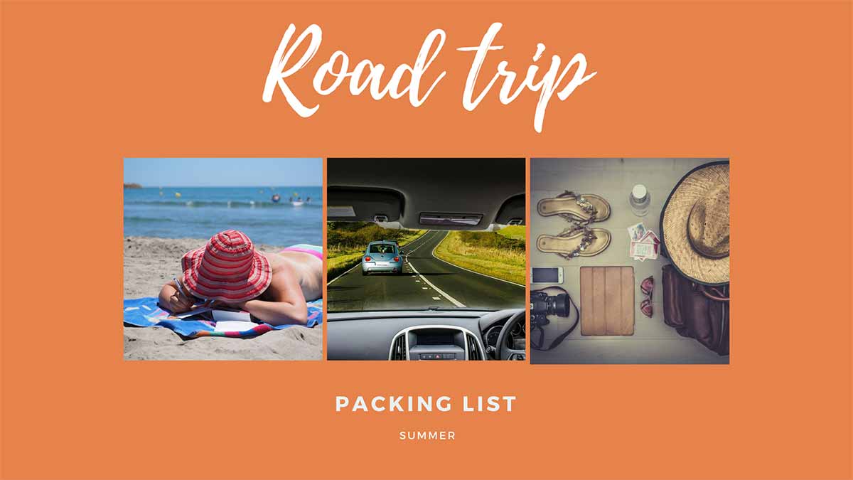 packing list for a road trip collage
