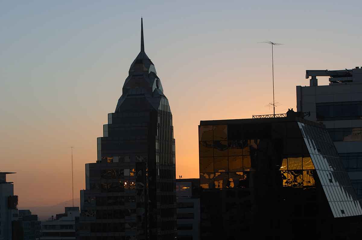 Santiago's skyline at dusk