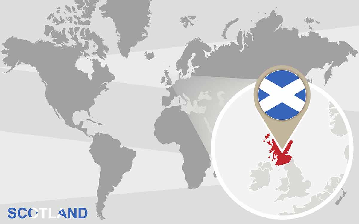 World Map With Magnified Scotland