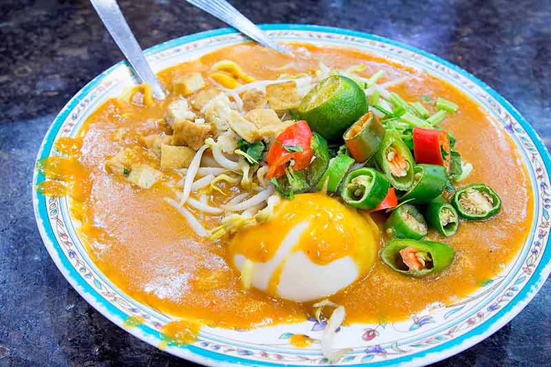Singapore street noodles malay mee rebus dish