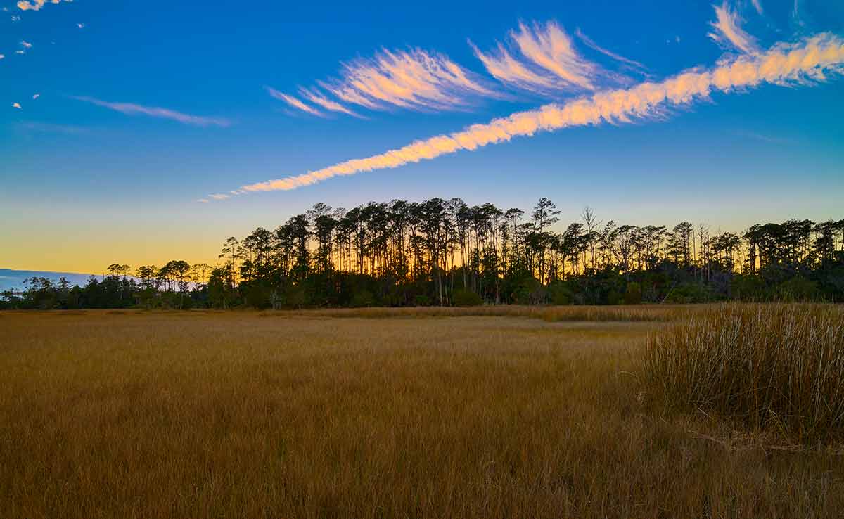 Skidway Island state park ga clouds streaking the sky