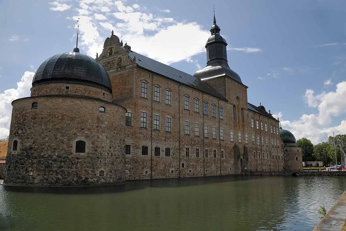 Vadstena castle is a swedish castle surrounded by a moat