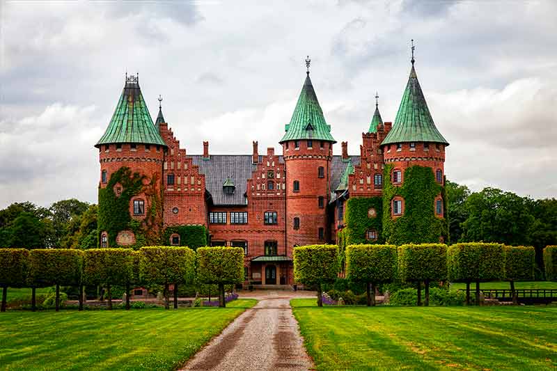 Swedish Castles (Trolleholm Castle) with green lawns