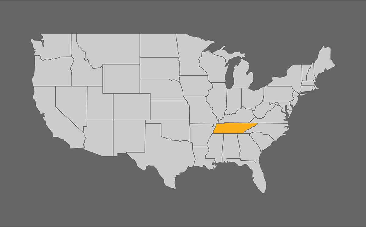Map Of United States With Tennessee Highlight