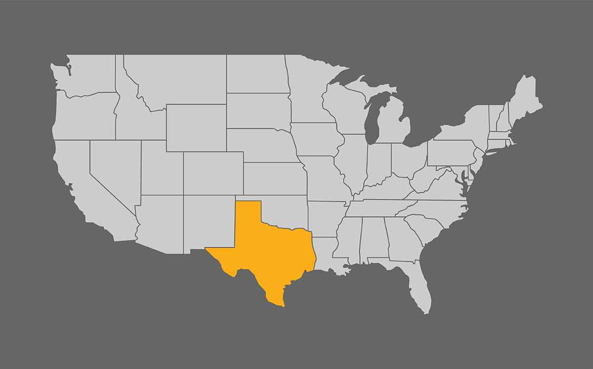 Map Of United States With Texas Highlight
