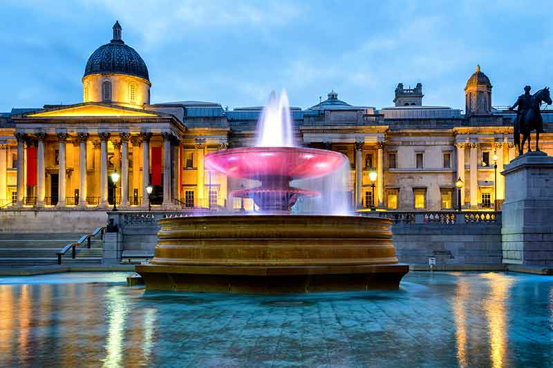 National Gallery And Trafalgar Square at night