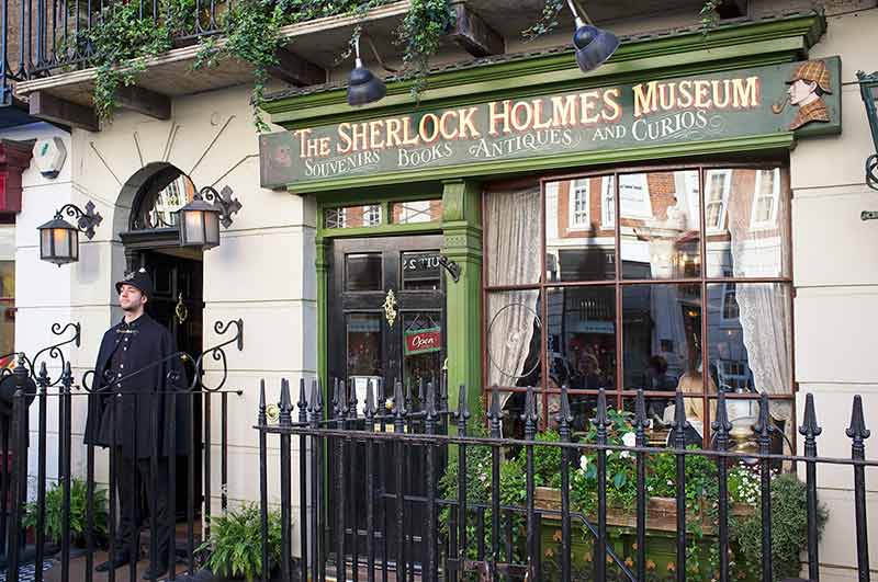 The Sherlock Holmes Museum sign and external