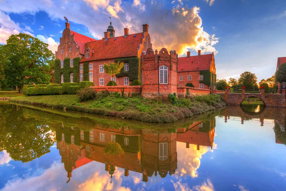 Trolle Ljungby Castle Sweden reflected in the water