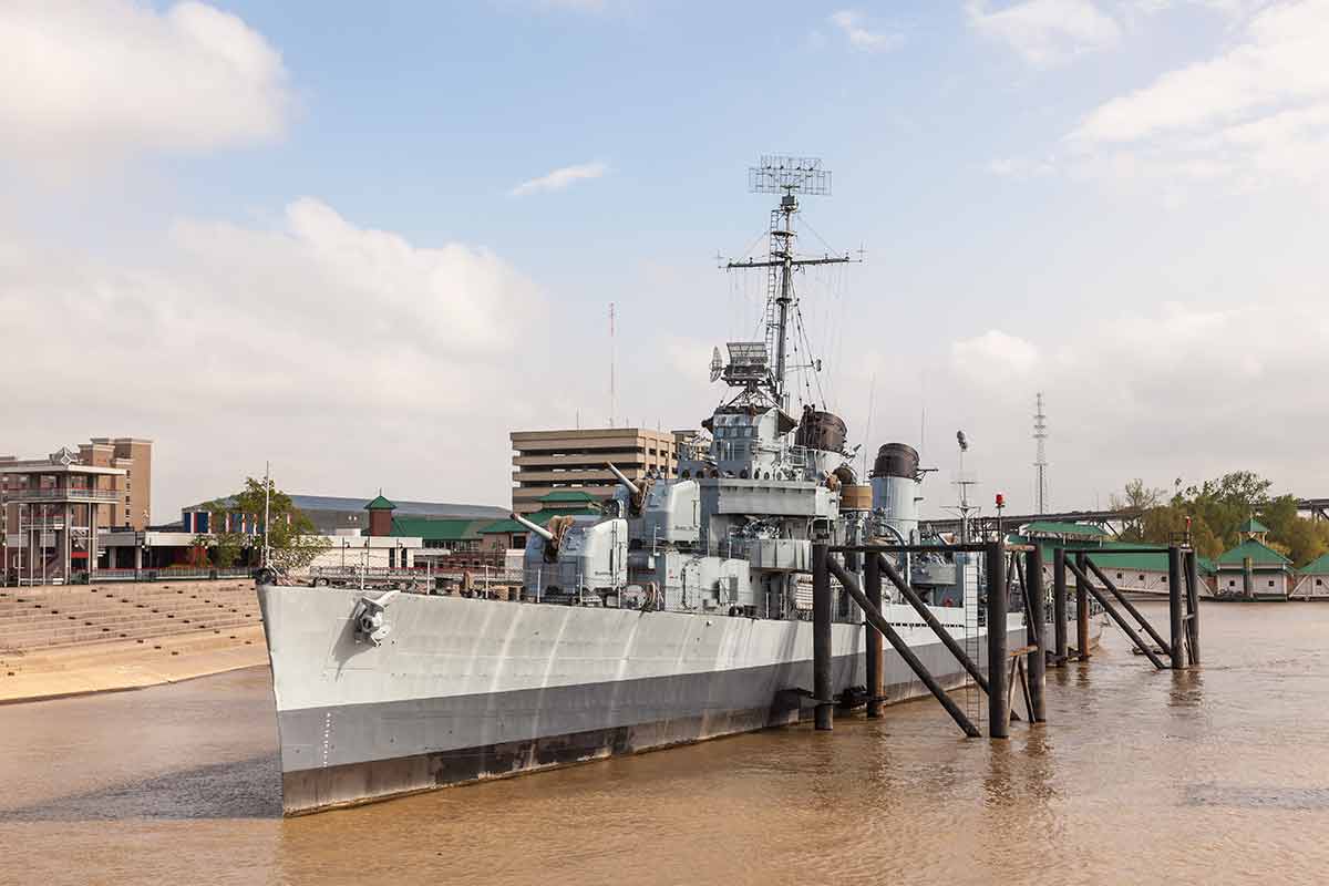 USS Kidd Veterans Memorial & Museum former battleship moored in Baton Rouge