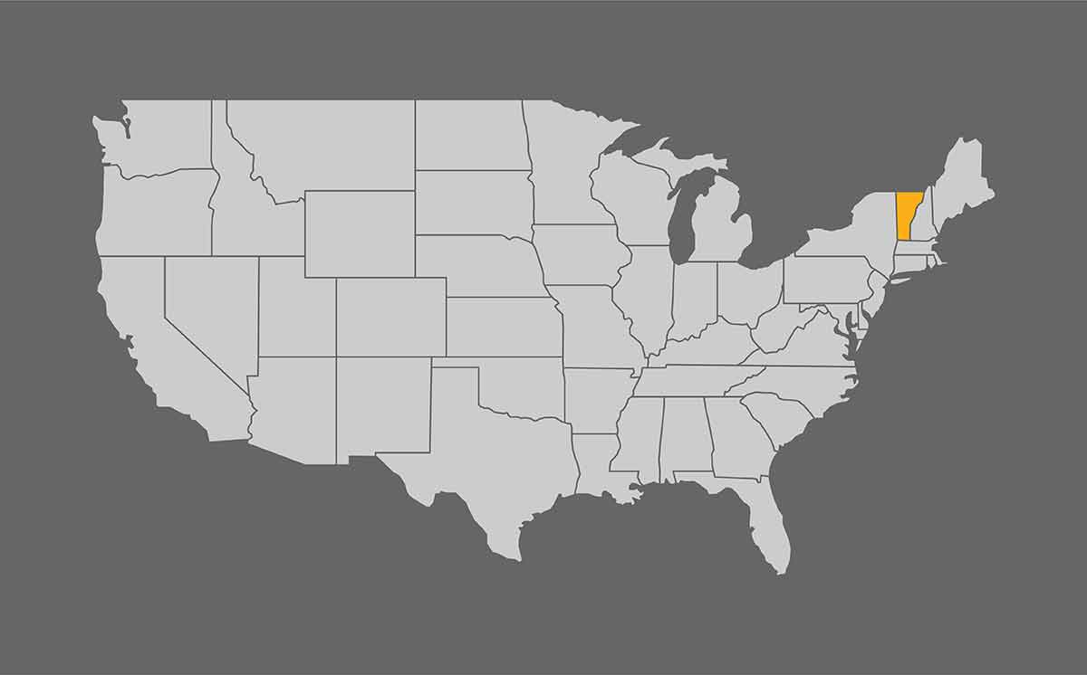 Map Of United States With Vermont Highlight