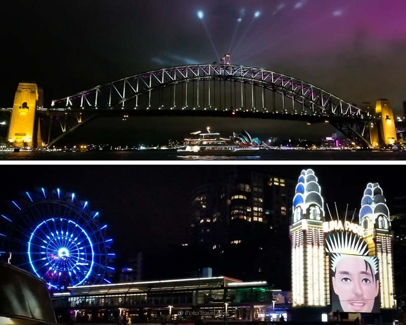 Vivid Sydney Light Festival - Harbour Bridge and Luna Park