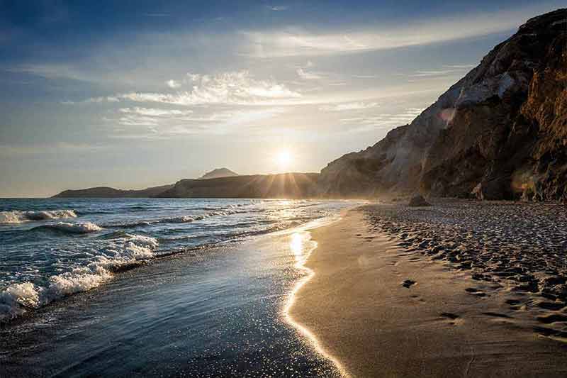 Fyriplaka Beach On Sunset, Milos Island, Cyclades, Greece