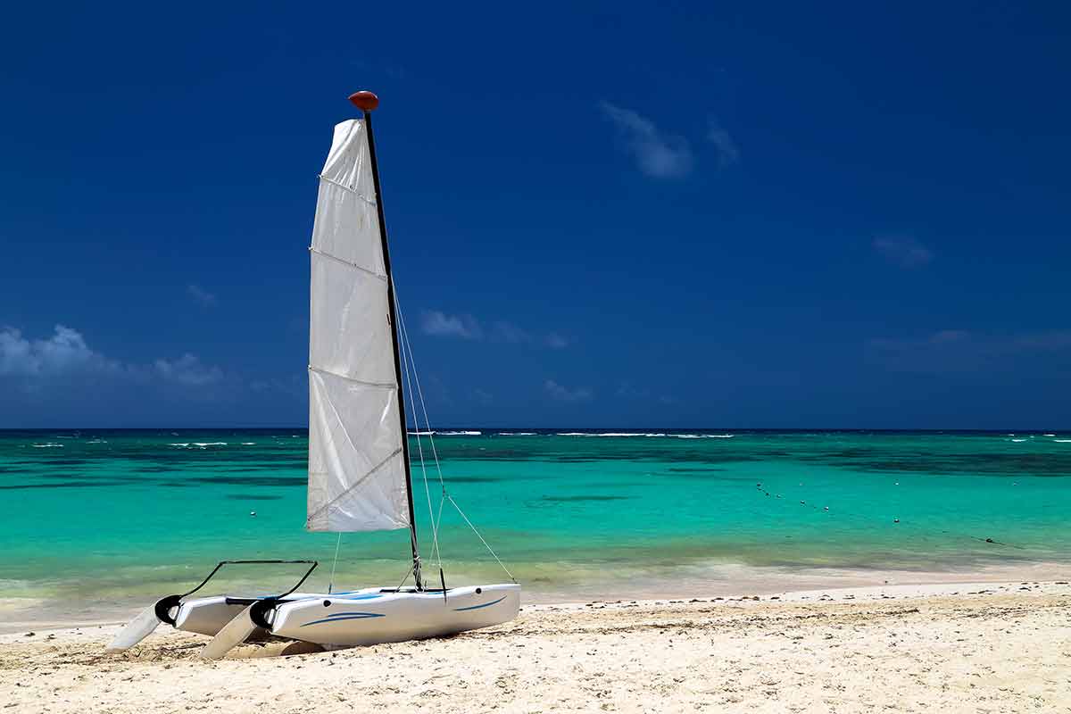 anguilla best beaches catamaran on the sand