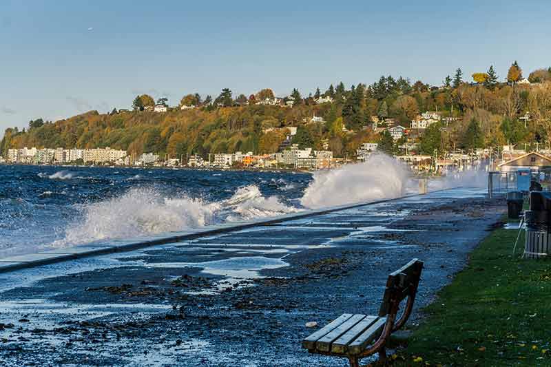are there beaches in seattle waves crashing on the bank