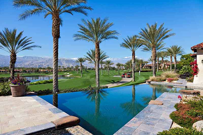 are there deserts in california a palm springs villa, pool, golf course and palm trees
