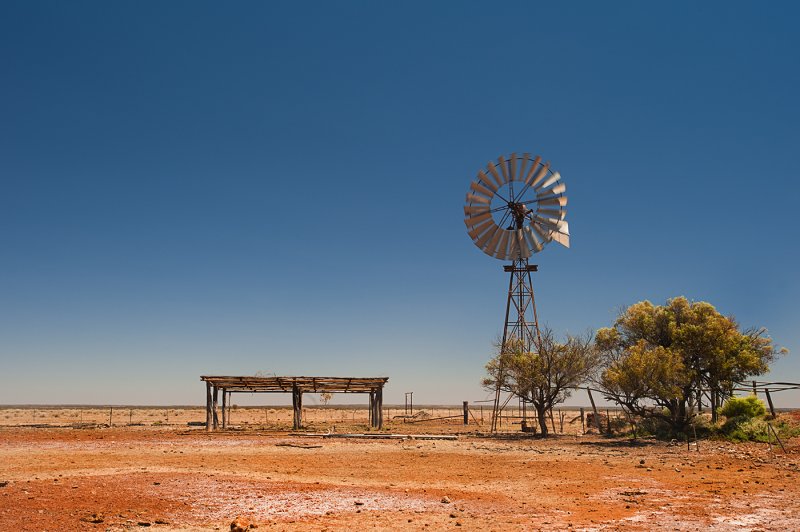 australian outback windmill during the day