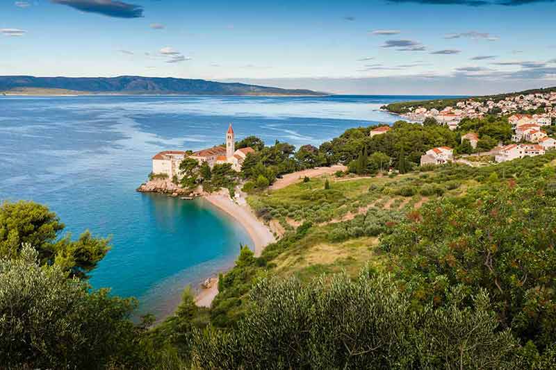 beaches in croatia aerial view of monastery and beach