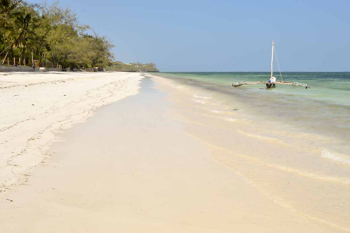 beaches in kenya white sand, catamaran