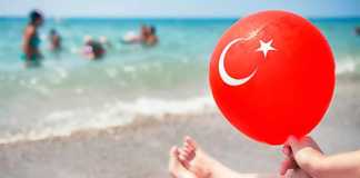 beaches in turkey red balloon with star and crescent moon