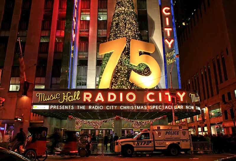 beautiful new york at night Radio City Music Hall in Midtown Manhattan