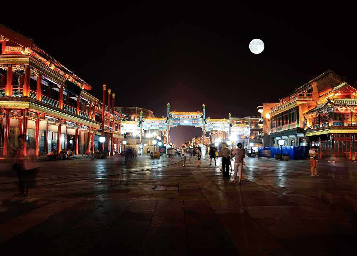 Newly Re-Constructed Qianmen Shopping District In Beijing