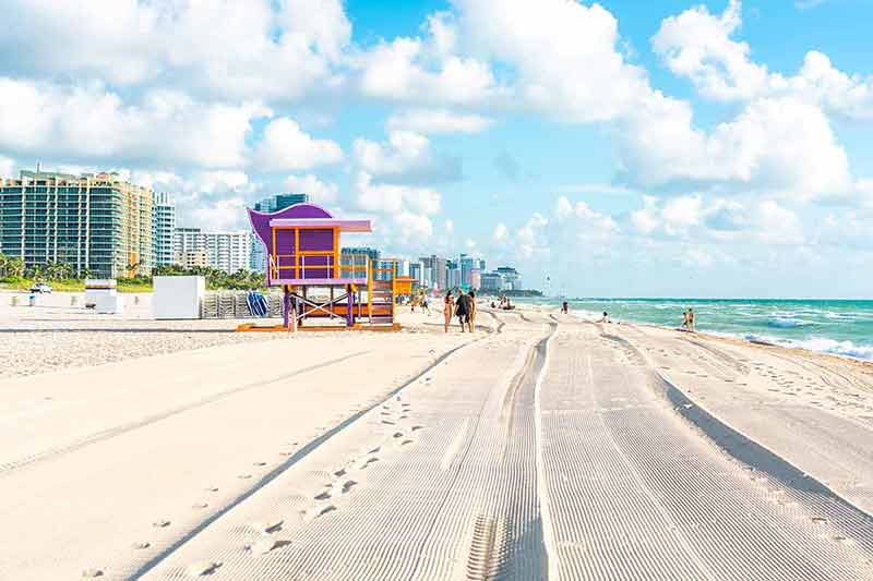 best beach day trips from Orlando lifeguard tower on South Beach Miami