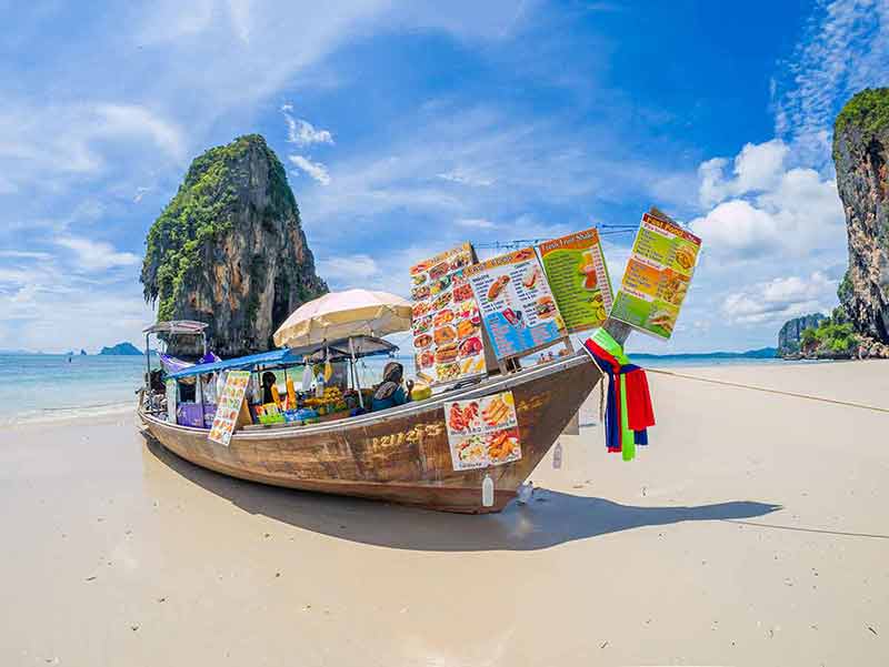 best beaches in asia pacific Railay beach boat restaurant