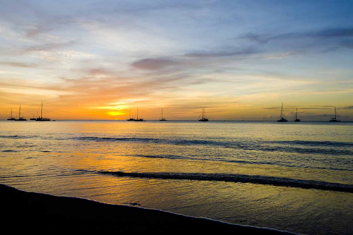 best beaches in grenada caribbean sunset over the Caribbean Sea