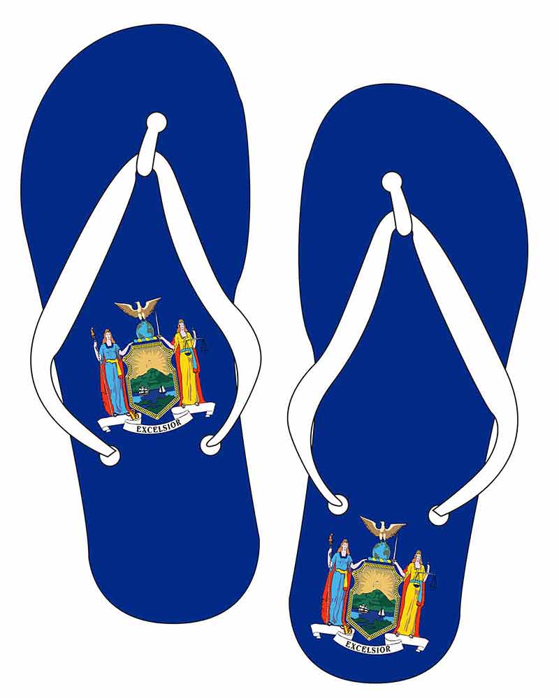 best beaches in new york state New York State Flag flip flop shoe silhouette on a white background