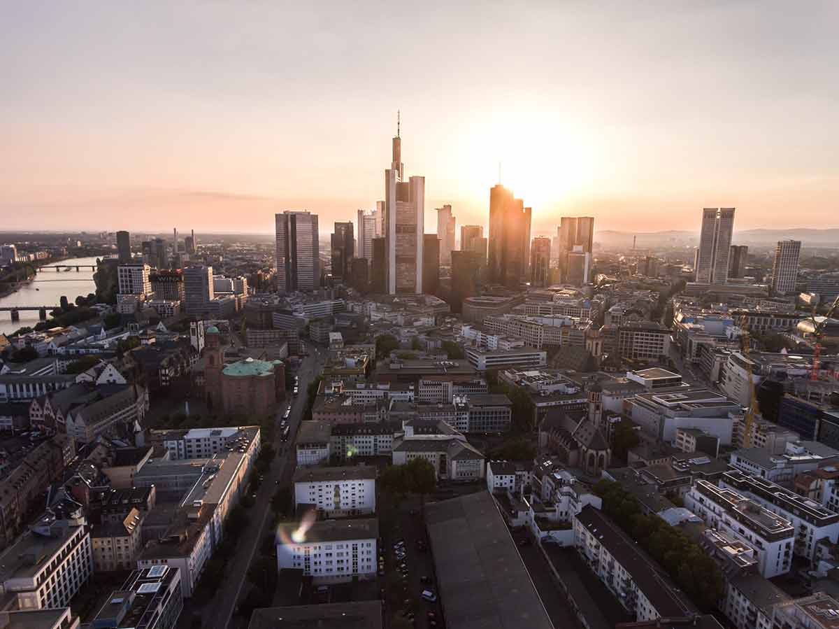 Aerial Drone View Of Frankfurt Am Main