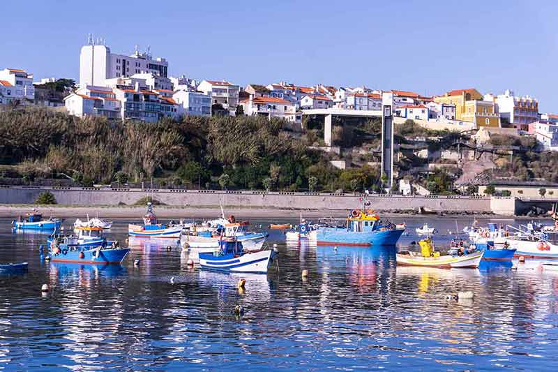 Portuguese town Sines from the bay