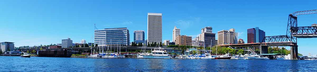 Tacoma Downtown Water View With Business Buildings.