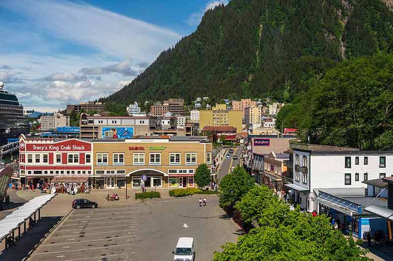 View Of The Dockside And City Of Juneau Alaska