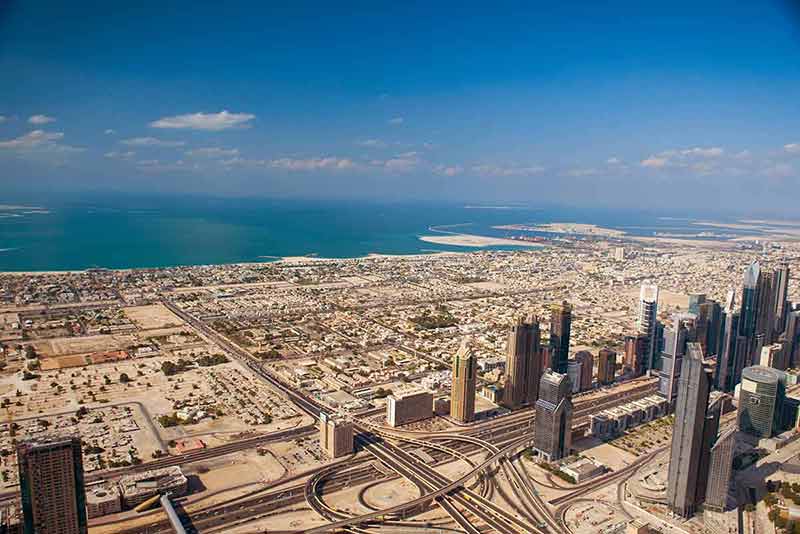 aerial view of Dubai