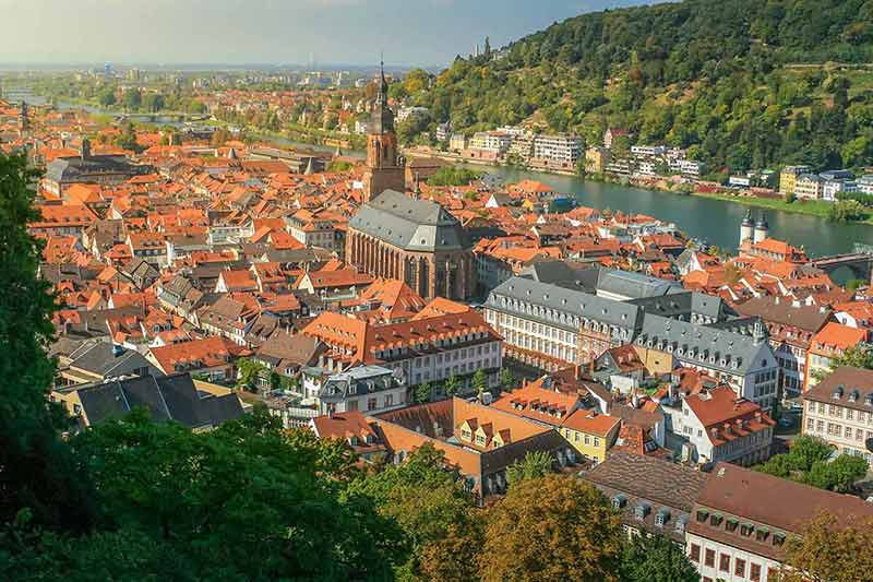 Medieval Heidelberg Old Town Cityscape From Above