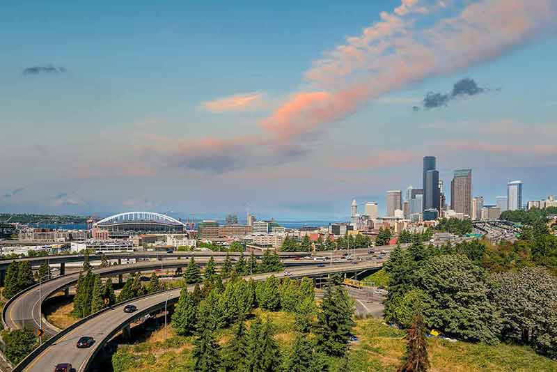Seattle City Downtown Skyline Cityscape Of Washington State In USA
