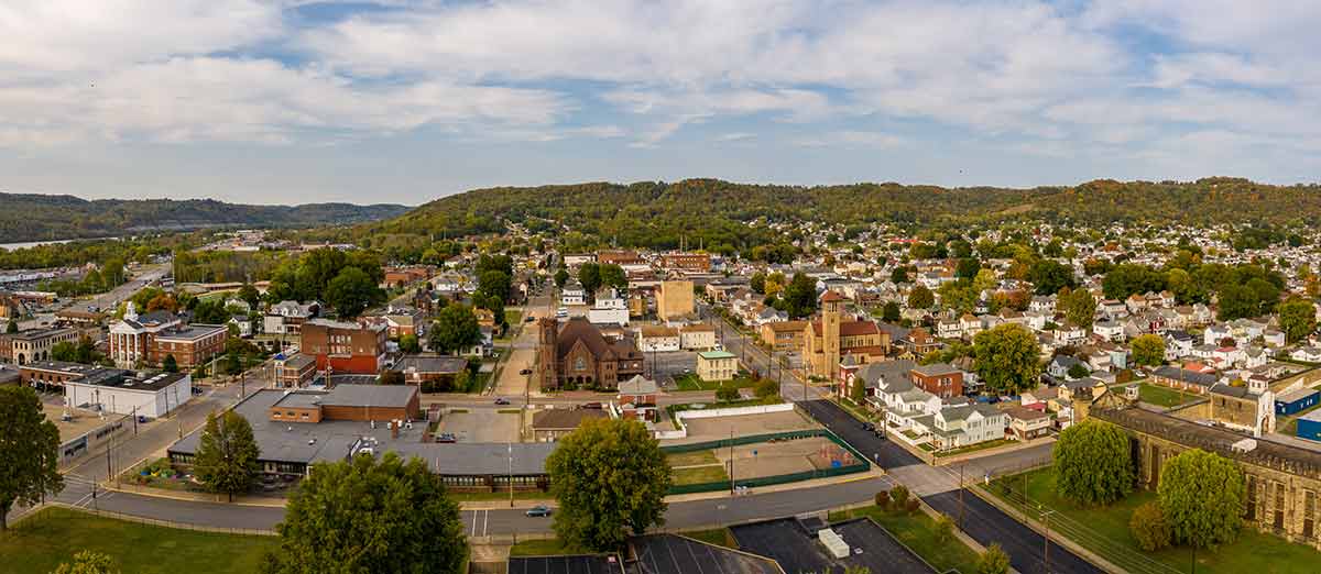 aerial view of Moundsville