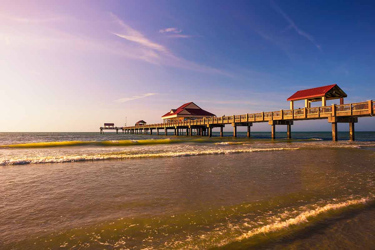 Pier 60 At Sunset On A Clearwater Beach In Florida