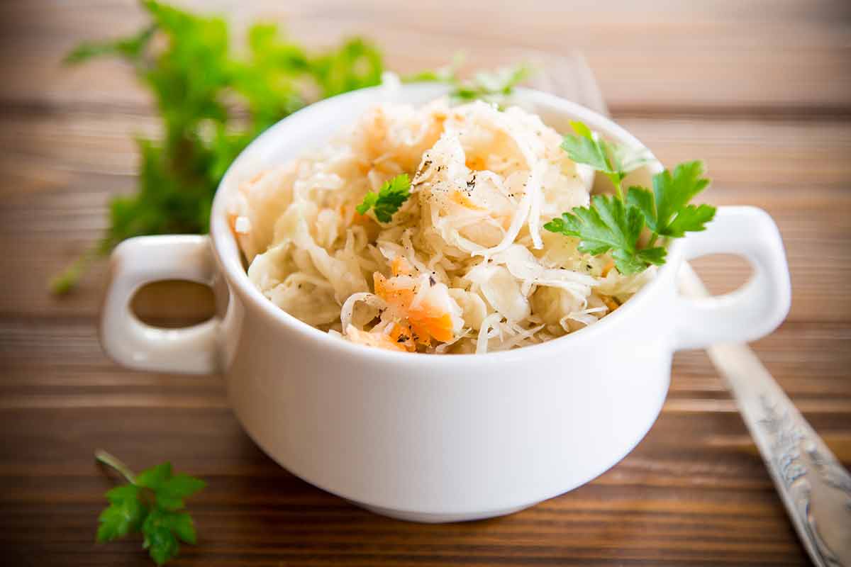 Sauerkraut With Carrots And Spices In A Bowl