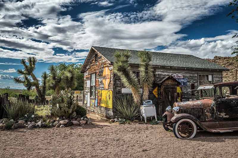 best preserved ghost towns in arizona Old car wreck left abandoned at the Hackberry General Store