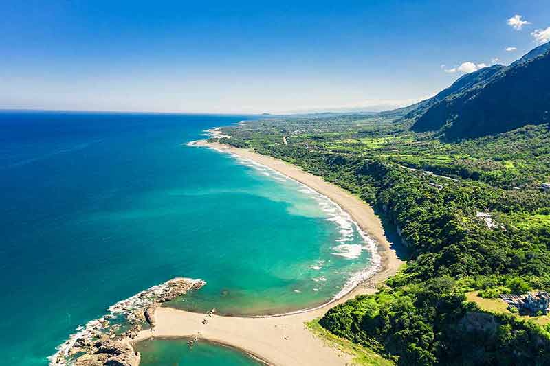 best taiwan beaches aerial view coastline and beach in Eastern Taiwan